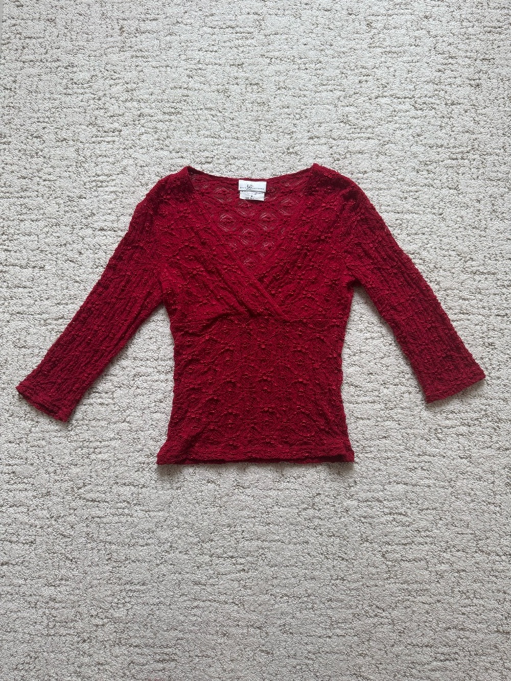 Red Sheer Lace Fitted Top